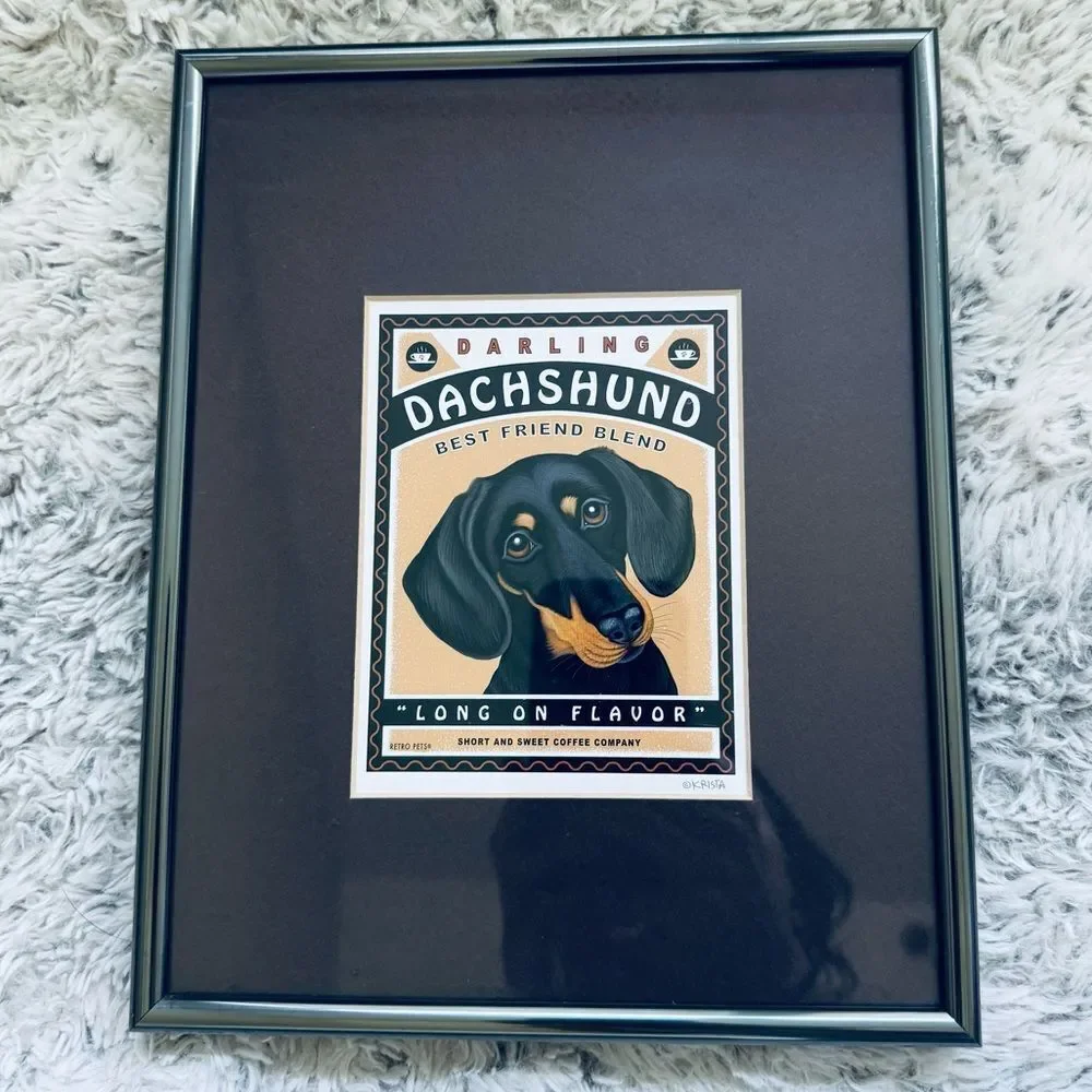 Darling Dachshund Coffee Bar Dog Poster Wall Art Decor Sign
